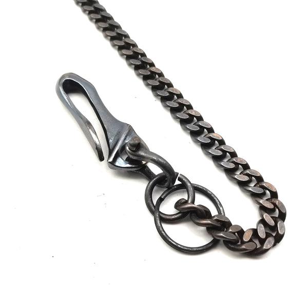 Dark Bronze Purse Chain,Brass Chain Oxidized,Fish Hook,Snap Clasp Assembled Biker Wallet Chain