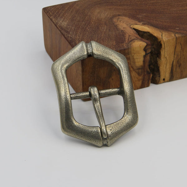 White Copper Leather Craft Belt Buckle Retro Finish - Belt Buckles Brass