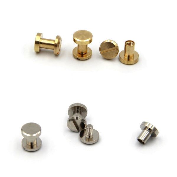 8x4x6mm Gold&Silver Screw Post Leather Fastener Screws Brass Chicago Rivets - Screw Rivets