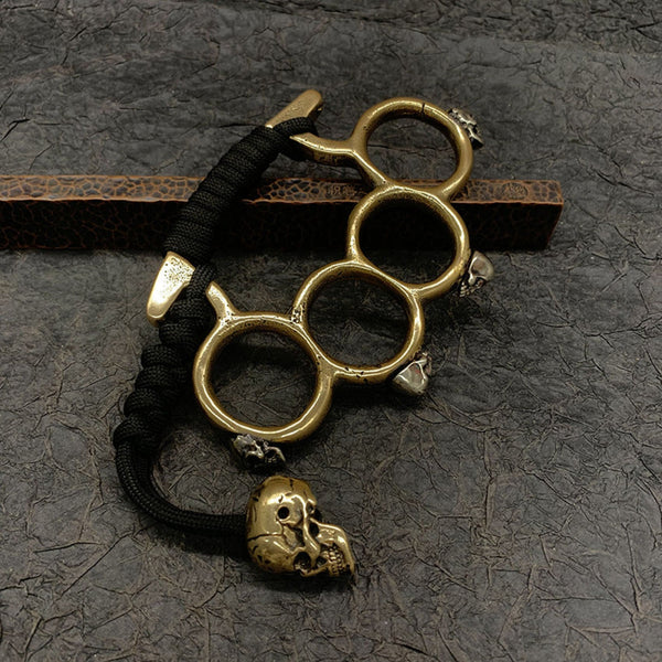 Aged Brass Knuckles with Decorative Skull Beads 135g Paperweights