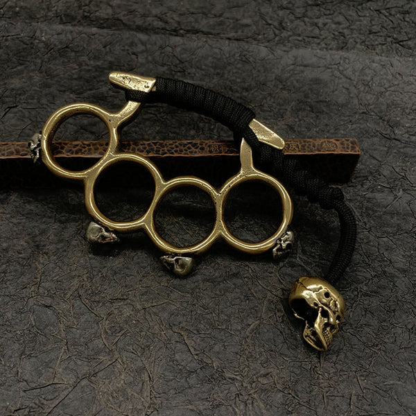 Aged Brass Knuckles with Decorative Skull Beads 135g Paperweights