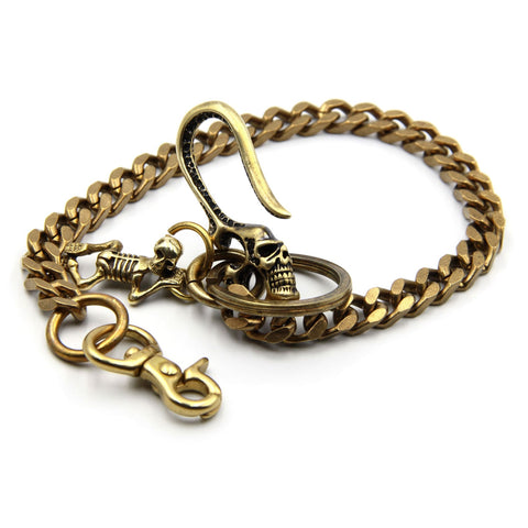 Biker Wallet Chain Skull Fish Hook Brass Purse Chain Men's Outfit Jewelry 