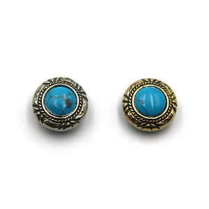 Blue Turquoise Concho For Leather Screw Rivets Back - Metal Field