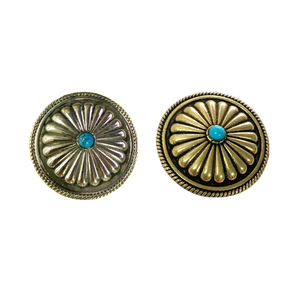 Flower Rivits Blue Turquoise Flower Conchos Screw Rivets Back – Metal Field Shop