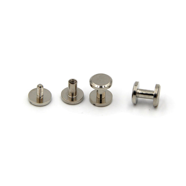 Brass Chicago Screw Rivets 10x4x7mm Leather Crafting Supply - Silver / 1pcs - Screw Rivets