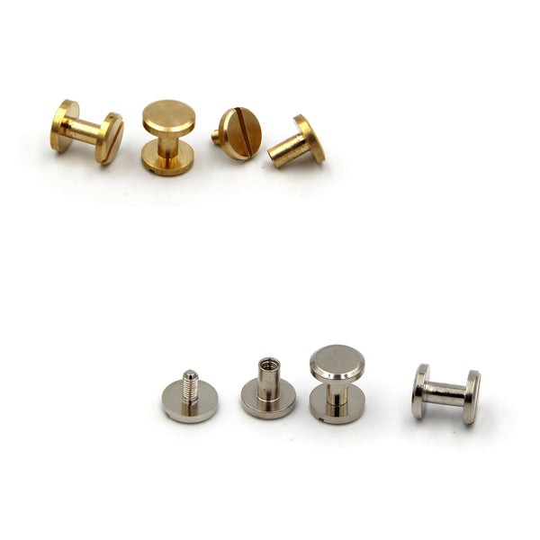 Brass Chicago Screw Rivets 10x4x7mm Leather Crafting Supply - Screw Rivets