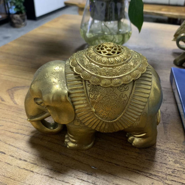 Brass Elephant Incense Burner,Incense Cone Burner Incense Holder - Brass Ornament Statue