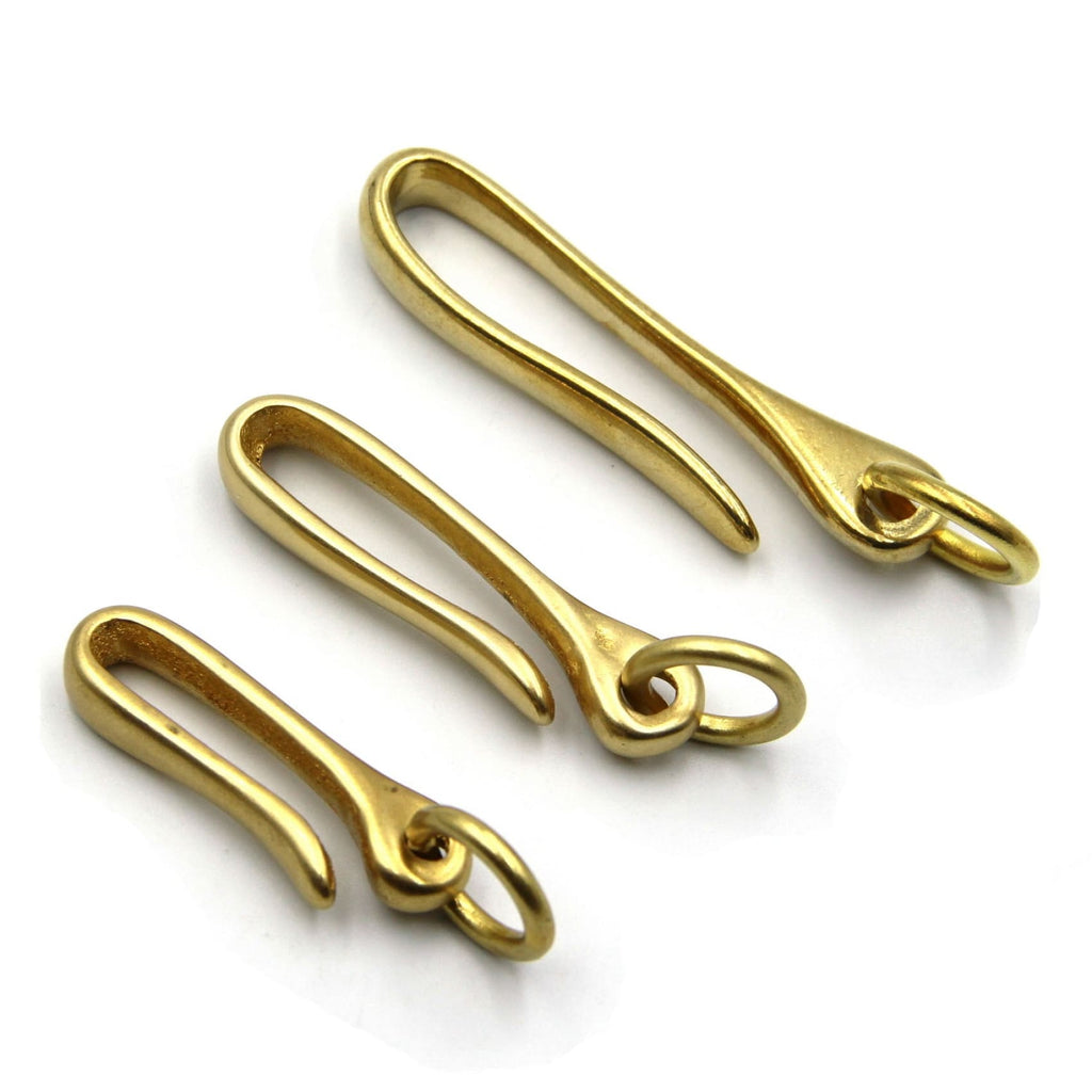 Metal Field U Shape Brass Hook Keychain Clasps with Split Ring + Lobster/Messing Schlüsselanhänger Length 72 / 5pcs