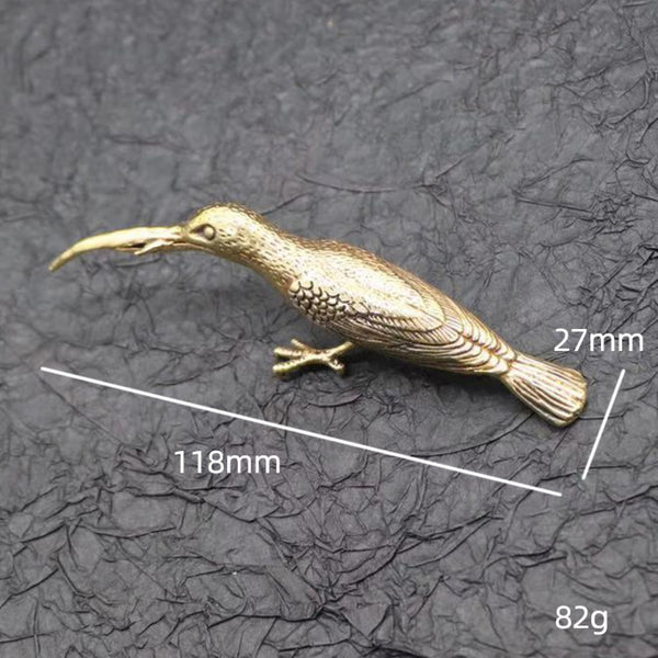 Brass Hummingbird Statue Needle Puer Tea Knife Lifelike Brass Artwork - sculpture