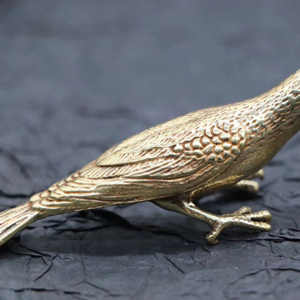 Brass Hummingbird Statue Needle Puer Tea Knife Lifelike Brass Artwork - sculpture