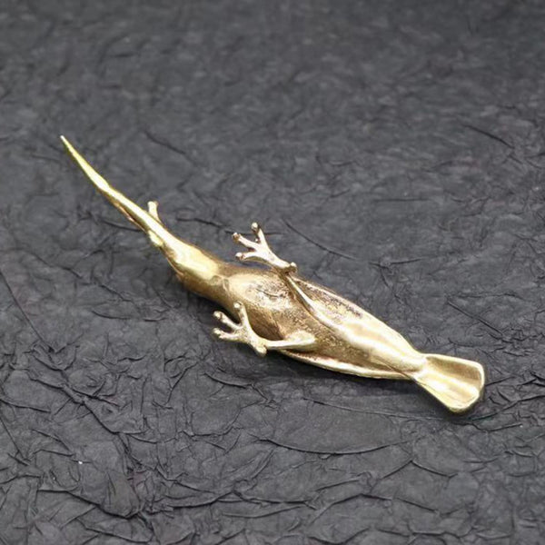 Brass Hummingbird Statue Needle Puer Tea Knife Lifelike Brass Artwork - sculpture