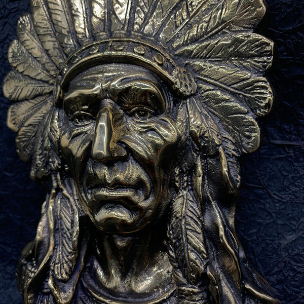 Brass Indian Chief Decoration Statue - Brass Statue