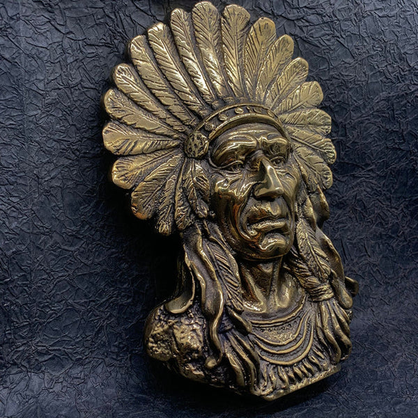 Brass Indian Chief Decoration Statue - Brass Statue