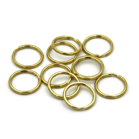 RFORPLY Solid Brass Key Rings, 15mm Gold O Shaped Brass Key Rings Set of  10, Men's and Women's Keychains DIY Hardware, Bulk Split Key Rings for