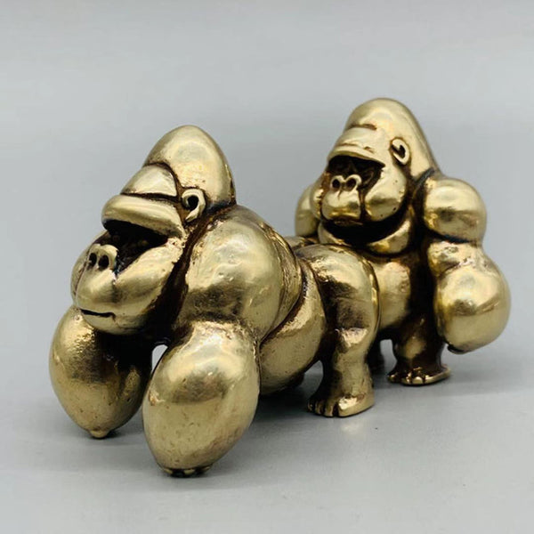 Brass Sculpture King Kong Knick Knack Desk Figurine Decoration Ornaments Statues Cute Gifts - sculpture