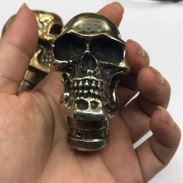 Brass Skull Gear Handle Car Gear Shift Knob - HARLEY BRASS PARTS