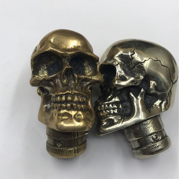 Brass Skull Gear Handle Car Gear Shift Knob - HARLEY BRASS PARTS