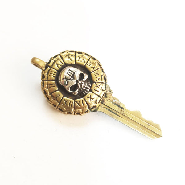 Brass Skull Key Cap Cover For House,Car,Motorcycle Key Head Topper - Keychains