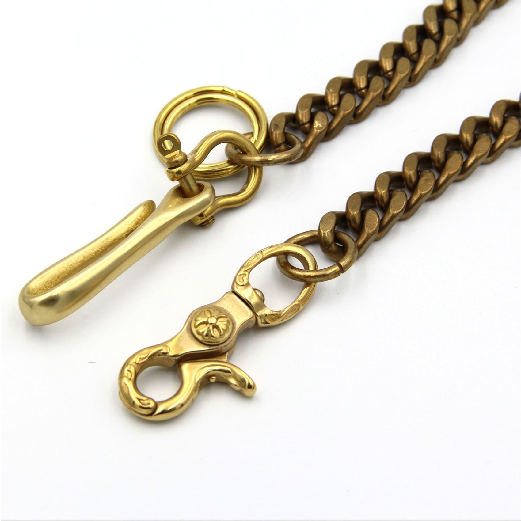 小物 CALEE  Leather Studs Gold Wallet Chain Gold Leather Keychain Wallet – Compact Stylish ID Case