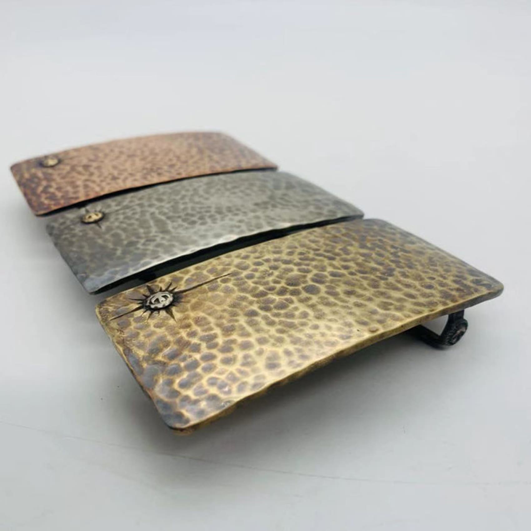 Bronze Hammered Buckle Handmade Leather Craft Belt Fitting  display picture 1