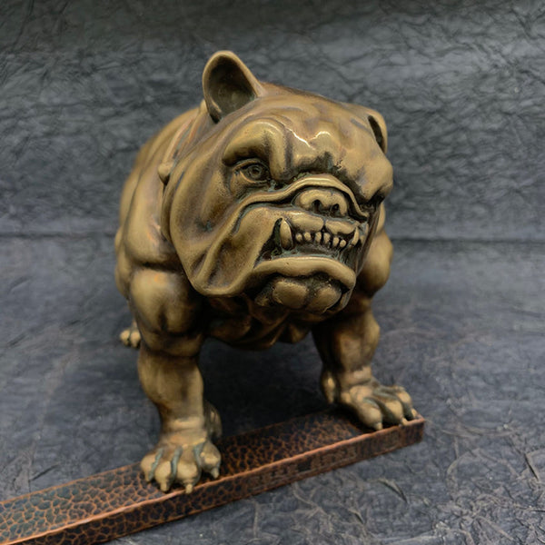 Bulldog Figurine Brass Ornament Knick Knack House Office Sculpture 1.6kg - Brass Ornament Statue