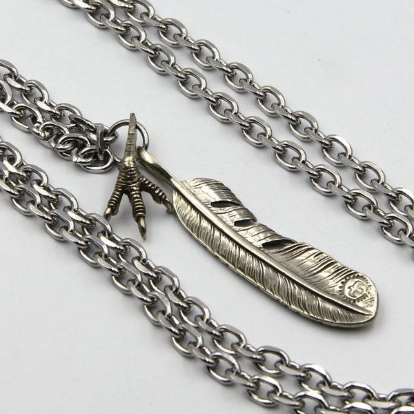 Chain Feather Pendant Men Design Stainless steel Necklace - Metal Field