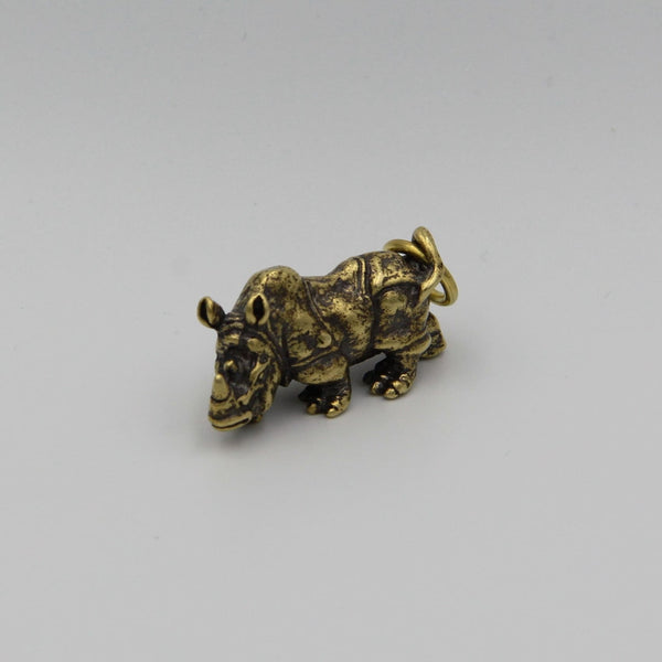 Rhinoceros Keychain Brass - Metal Field