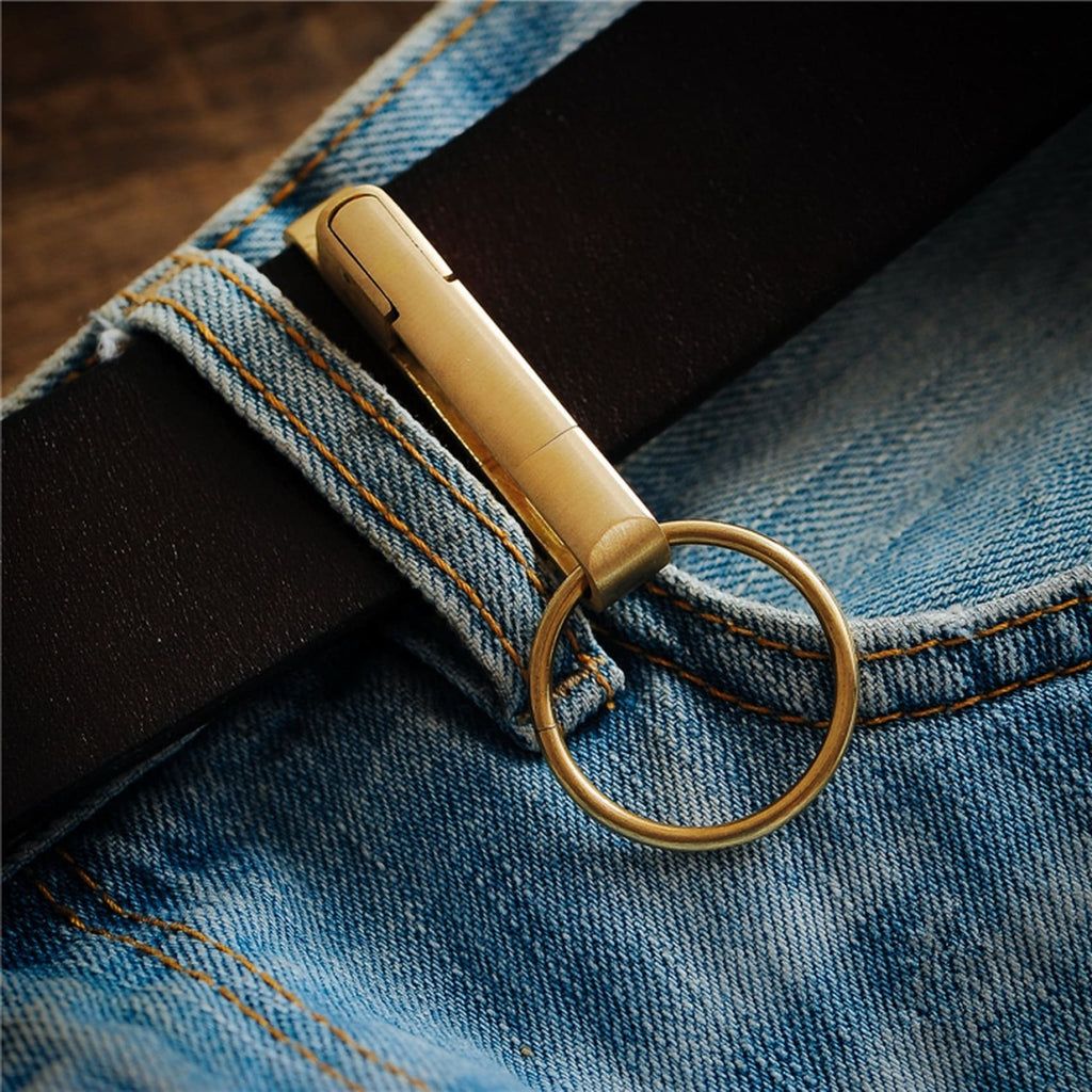 Classic Copper Keychain Holder with Split Ring - Main Image