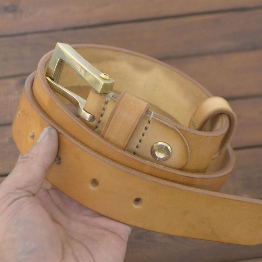 Customized Size Western Leather Belt with Durable Handmade Buckle 45mm / 46