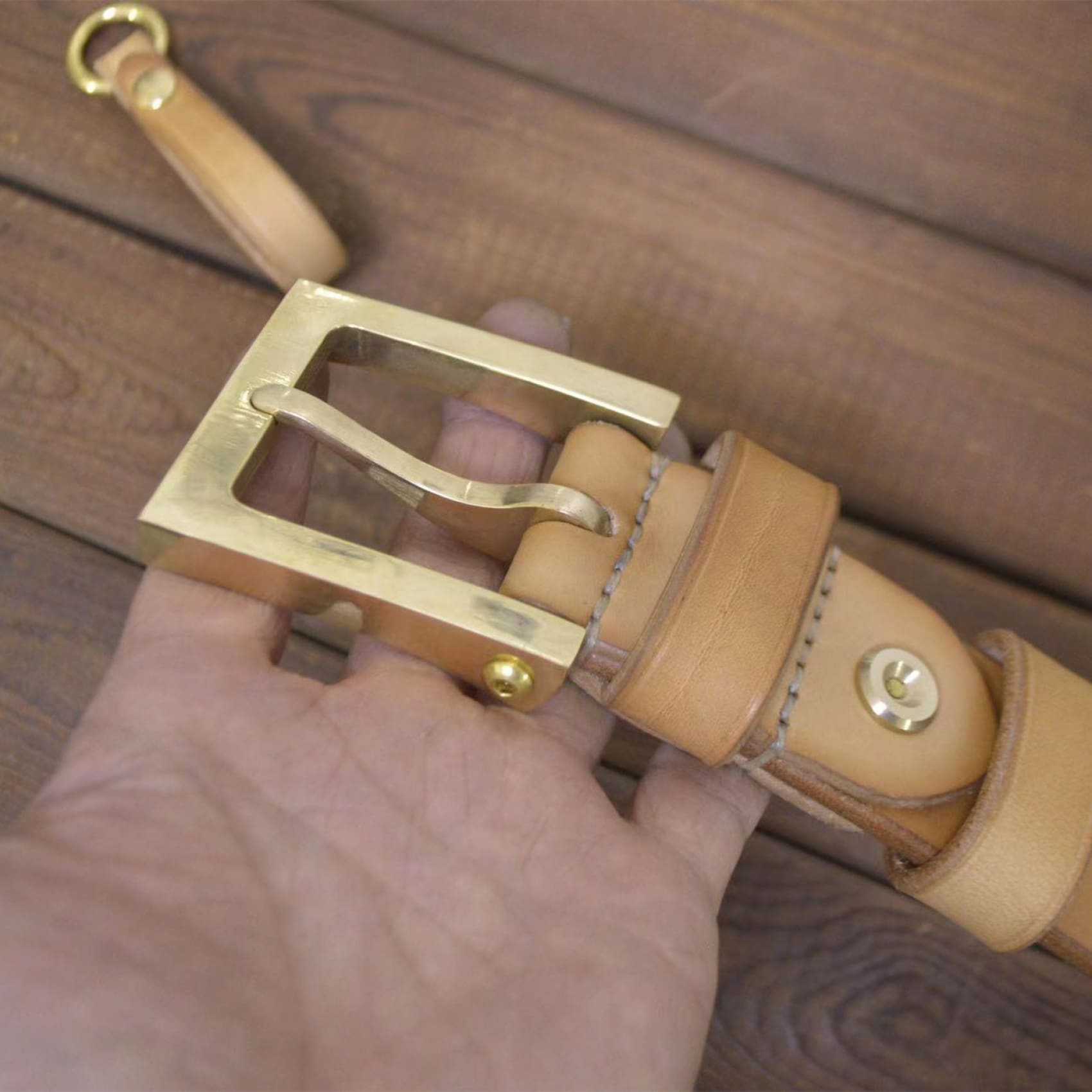 Custom Mens Leather Belts Personalized Brass Buckle Belt 38/40