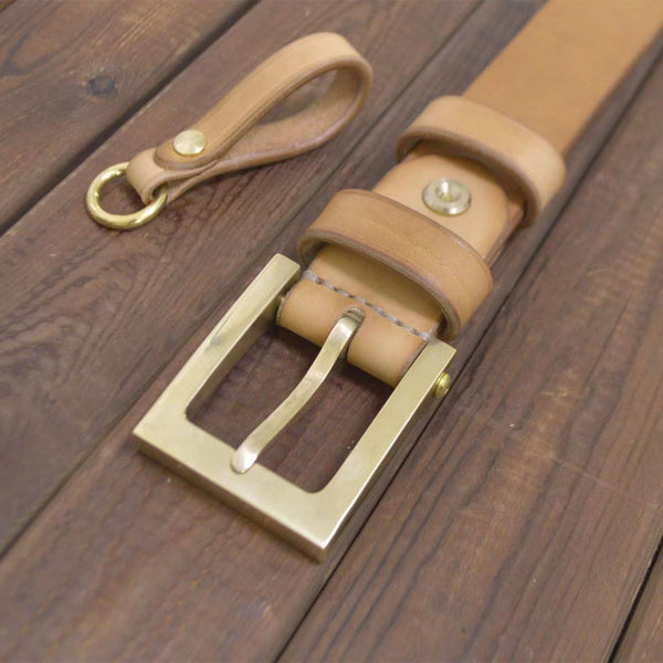 Custom Mens Leather Belts Personalized Brass Buckle Belt 38/40/45mm - Belts