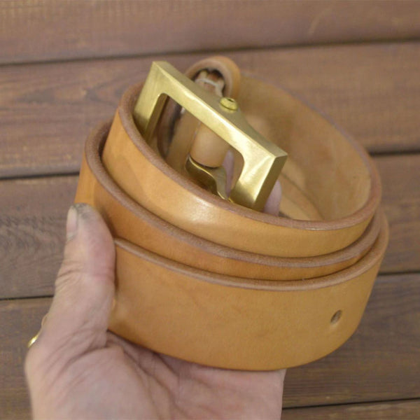 Custom Mens Leather Belts Personalized Brass Buckle Belt 38/40/45mm - Belts