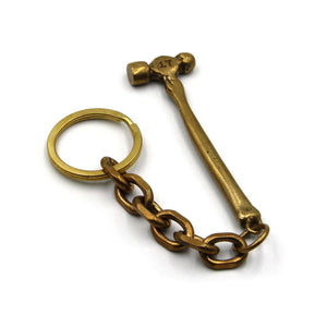 EDC Hammer Keychain Solid Brass Cool Key Holders Metal Hook - Metal Field