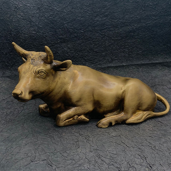 Figurine Bull Knick Knack Cattle House Office Sculpture 1.9kg - Brass Statue