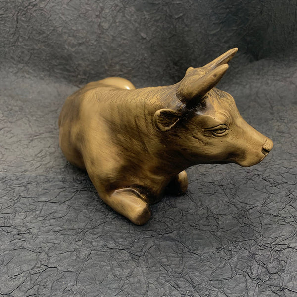 Figurine Bull Knick Knack Cattle House Office Sculpture 1.9kg - Brass Statue