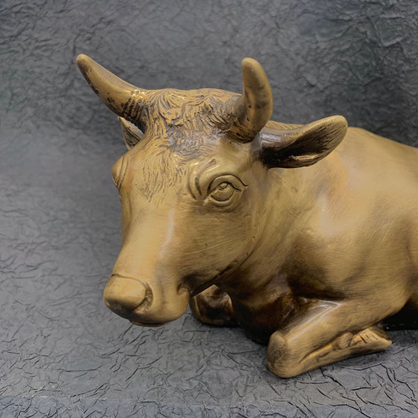 Figurine Bull Knick Knack Cattle House Office Sculpture 1.9kg - Brass Statue