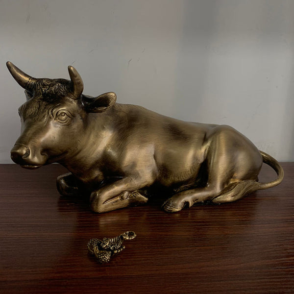 Figurine Bull Knick Knack Cattle House Office Sculpture 1.9kg - Brass Statue