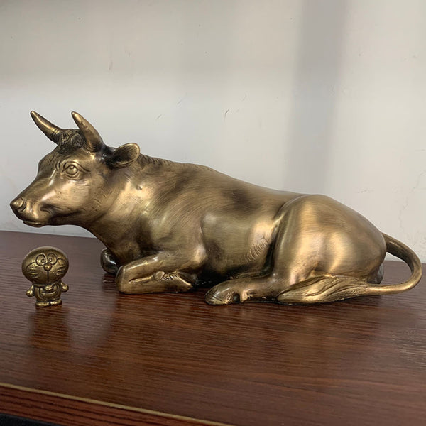 Figurine Bull Knick Knack Cattle House Office Sculpture 1.9kg - Brass Statue