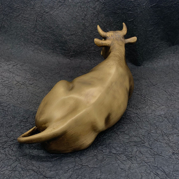 Figurine Bull Knick Knack Cattle House Office Sculpture 1.9kg - Brass Statue