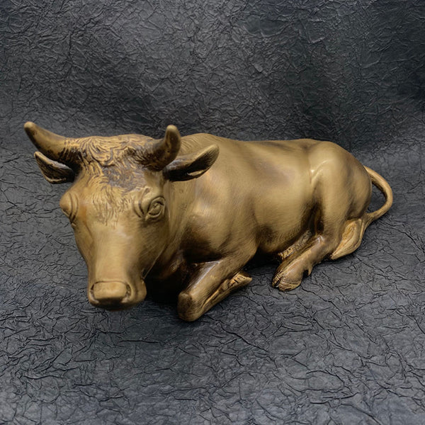 Figurine Bull Knick Knack Cattle House Office Sculpture 1.9kg - Brass Statue