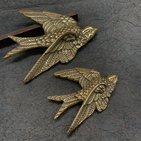 Flying Swallow Wall Decor Hanging Ornament Aged Brass Finish - sculpture