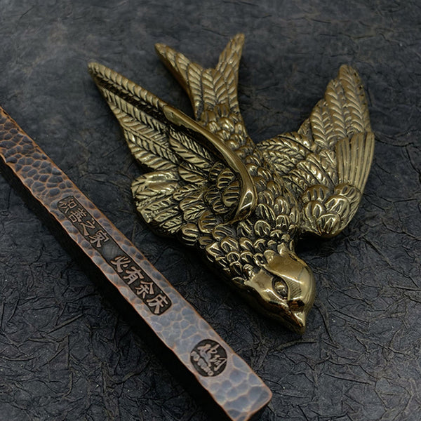 Flying Swallow Wall Decor Hanging Ornament Aged Brass Finish - sculpture