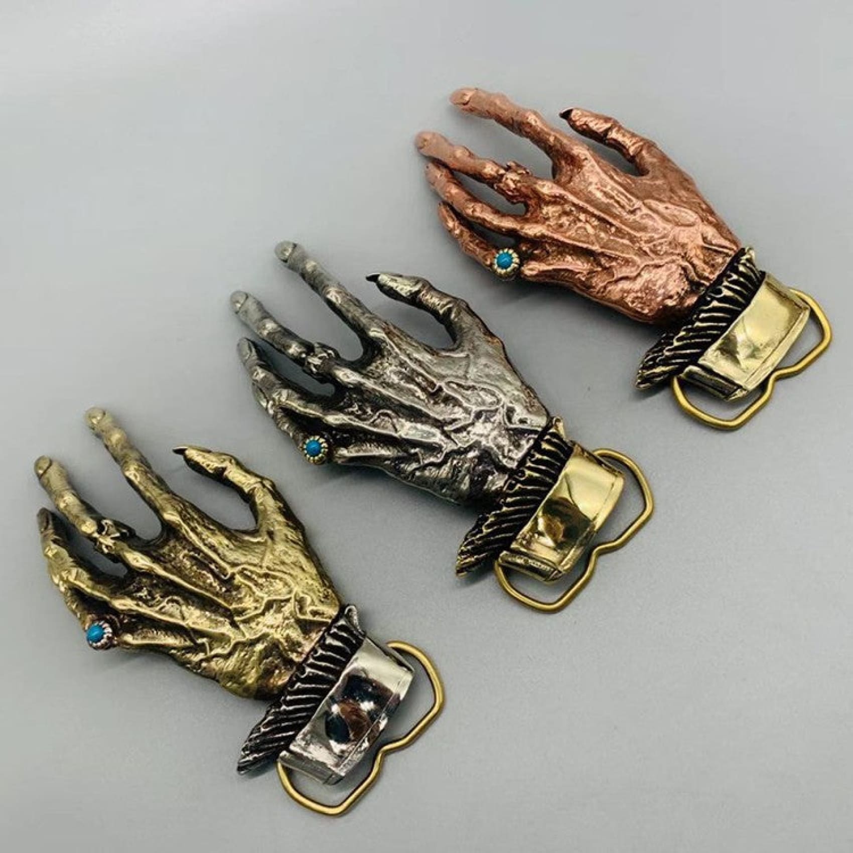 Ghost Skeleton Hand Copper Belt Buckle – Metal Field Shop display picture 2