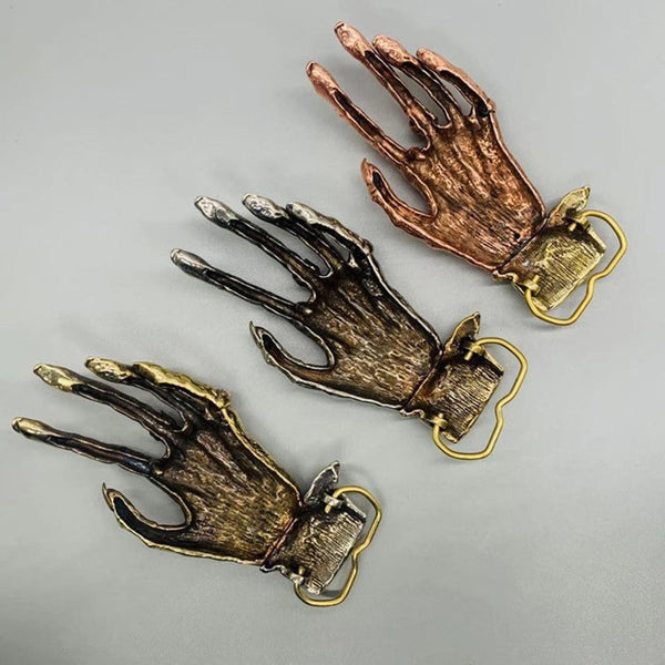 Ghost Skeleton Hand Copper Belt Buckle - Belt Buckles