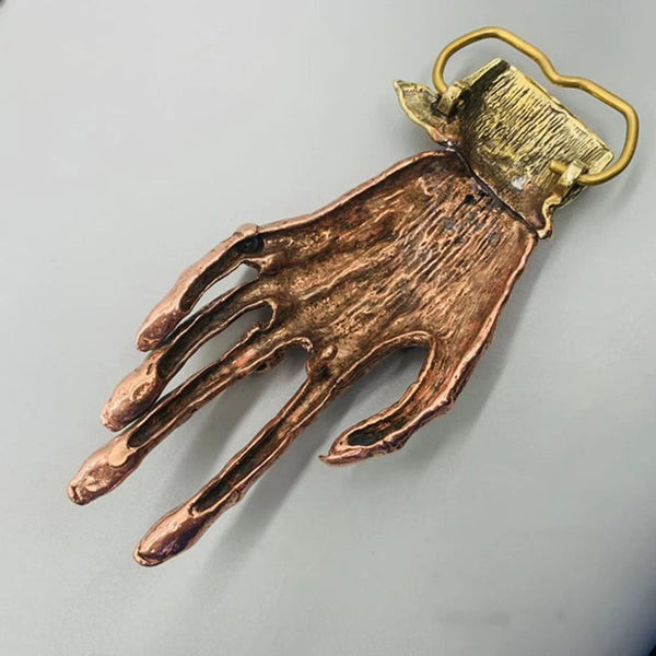 Ghost Skeleton Hand Copper Belt Buckle - Belt Buckles