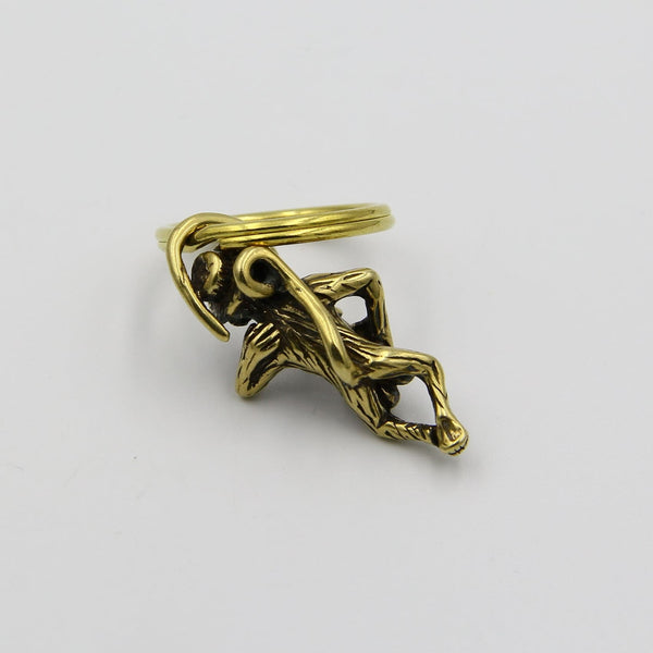 Brass Fun Monkey Keyring,Bag Decoration Key Ring,Keychain Charm
