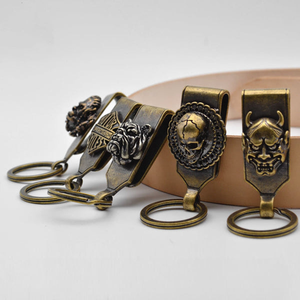 Gifts Mens Antique Brass Belt Keychain Motorcyclist Streetwear Key Chain Manager - Keychains