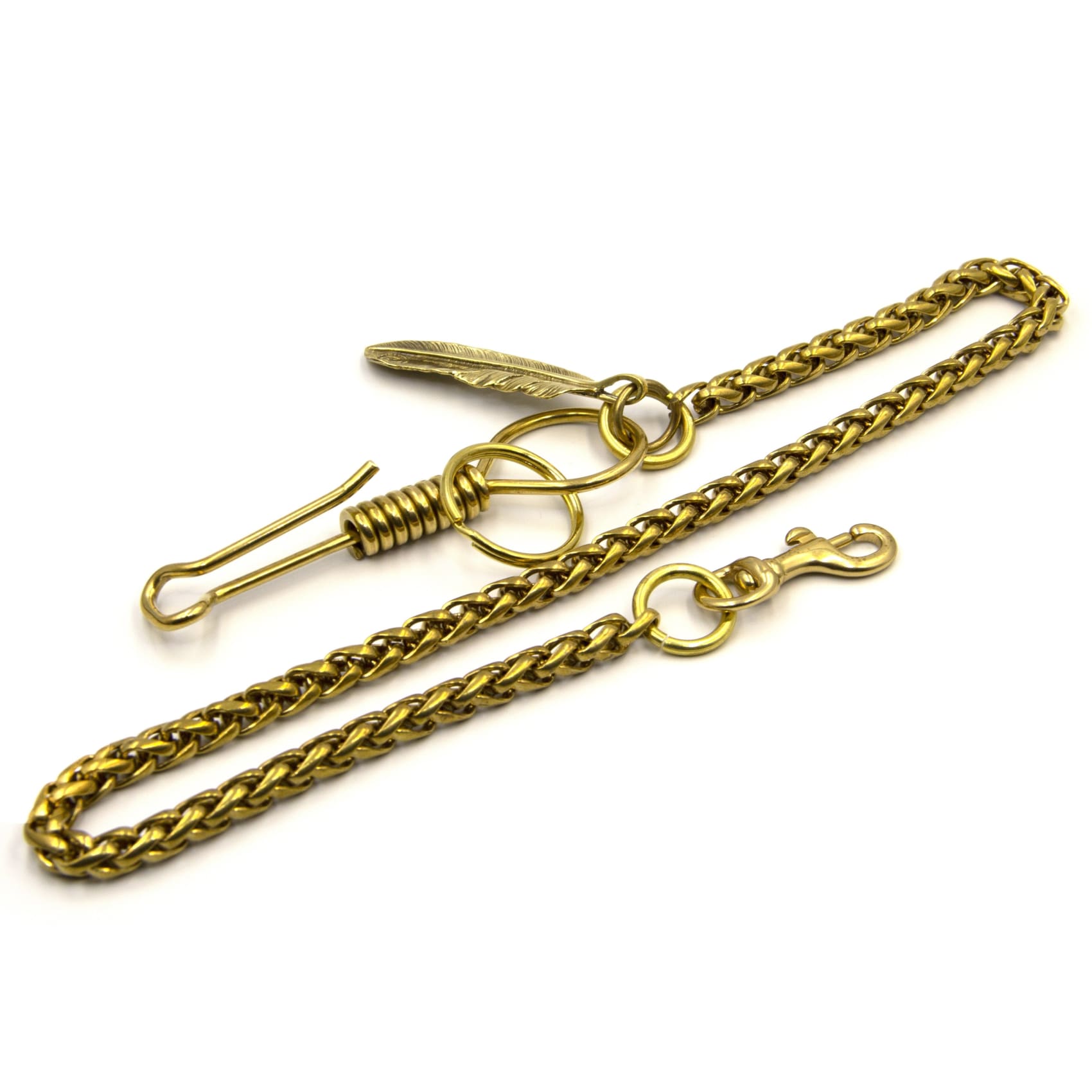 Metal Field Handcrafted Brass Wheat Chain Wallet,Men's Belt Decor Keychain Key Holder,Bikers Wallet Chain,Wirewrapped Key Hook with Snap Clasp Ending 18