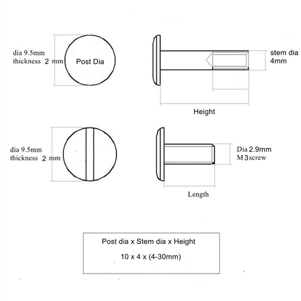 Leather Belt Fastener Rivets Brass Screw Chicago Rivets 10x5 mm - Screw Rivets