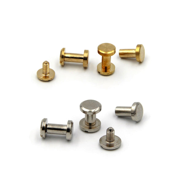 Leather Craft Fastener Brass Screw Chicago Rivets 8x9 mm - Screw Rivets